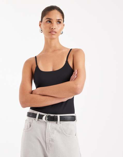 ASOS DESIGN - Super vormgevende body met camibandjes in zwart - view 1