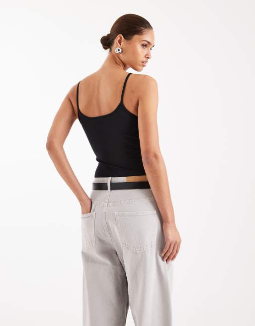 ASOS DESIGN - Super vormgevende body met camibandjes in zwart , 2 van 4