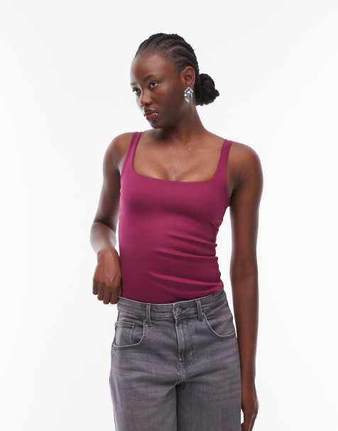 ASOS DESIGN - Super vormgevende body met vierkante hals in paars - view 1