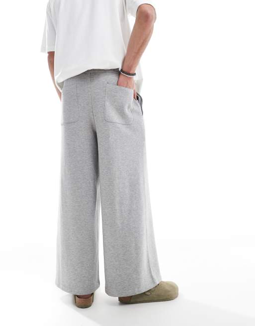 ASOS DESIGN super wide sweatpants in gray heather