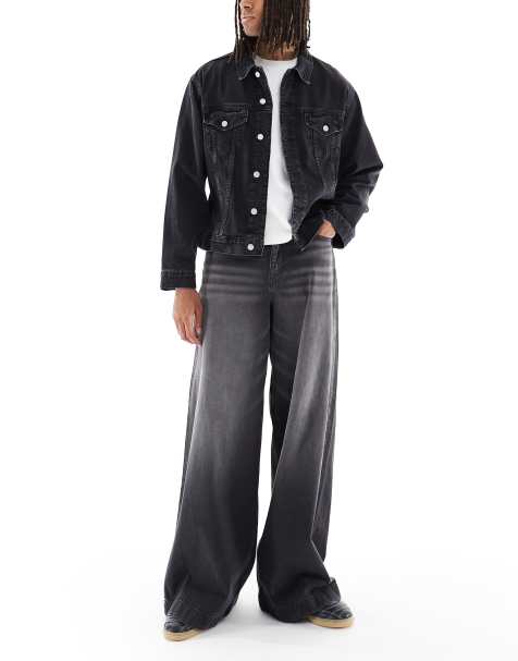 ASOS DESIGN super wide leg jean in washed black - view 1