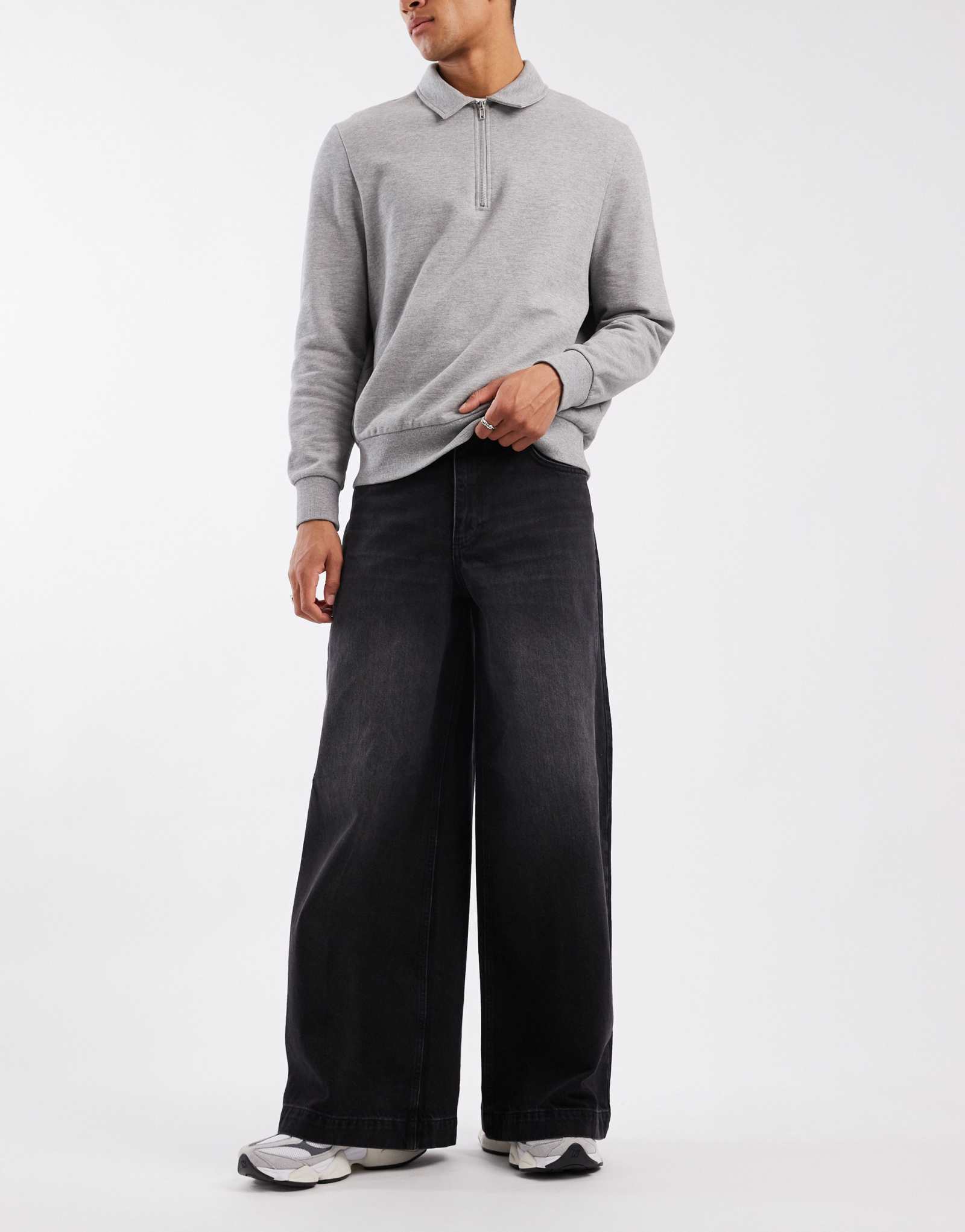 ДИЗАЙНЕРСКИЕ сверхширокие джинсы ASOS черного цвета