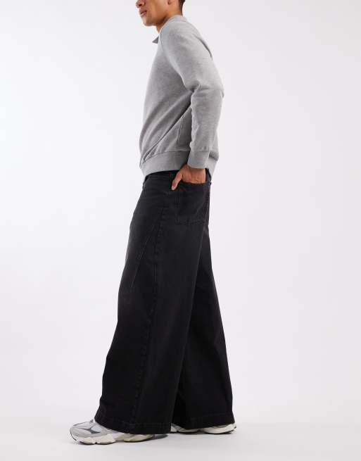 ASOS DESIGN super wide leg jeans in black, 2 of 5