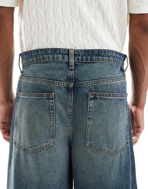 ASOS DESIGN super wide leg jeans in dark wash blue