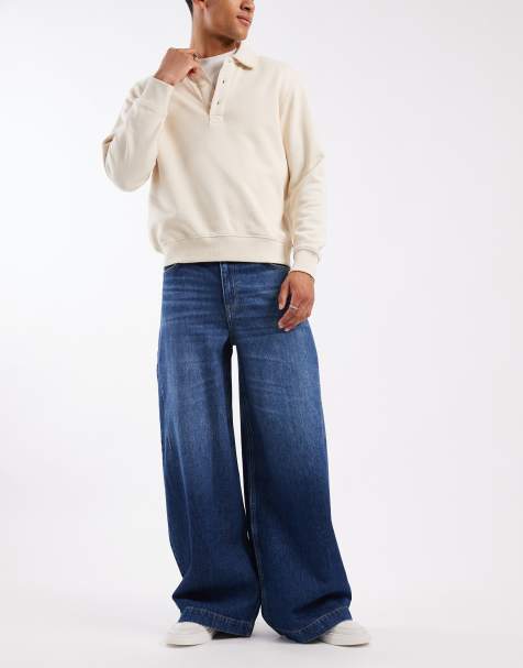 ASOS DESIGN super wide leg jeans in dark wash blue - view 1
