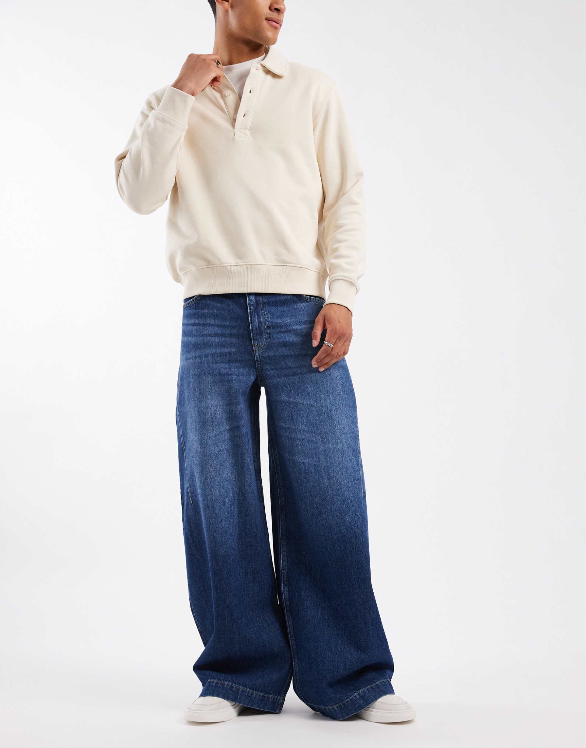 ASOS DESIGN super wide leg jeans in dark wash blue
