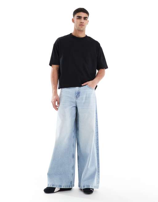 ASOS DESIGN super wide leg jeans in light wash blue