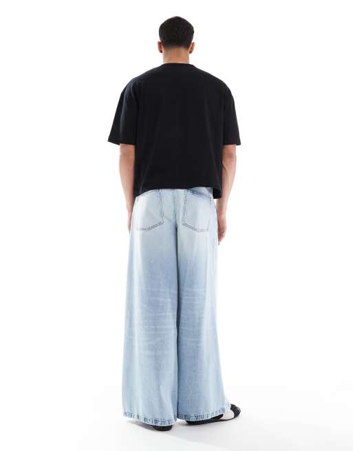ASOS DESIGN super wide leg jeans in light wash blue