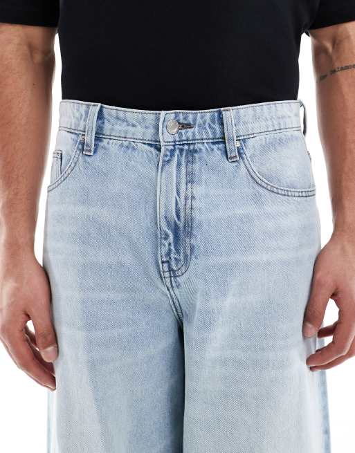 ASOS DESIGN super wide leg jeans in light wash blue