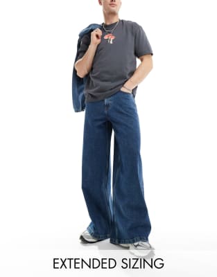 [ ] Wide Leg Fit Mid Blue Jeans ★大人気★ Buy Mid Blue Wide Leg Jeans from Next USA