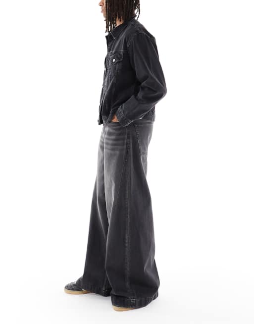 ASOS DESIGN super wide leg jeans in washed black