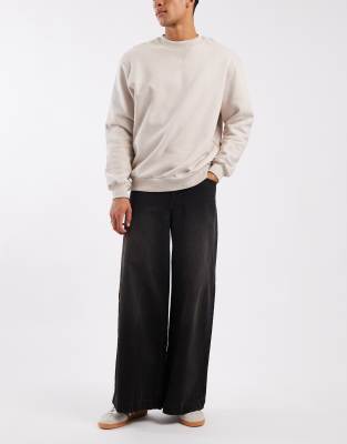 Asos Design Super Wide Leg Jeans In White