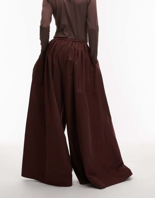 ASOS DESIGN super wide leg pants in brown, 3 of 5