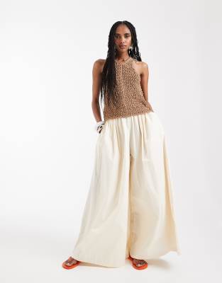 Asos Design Super Wide Leg Pants In White