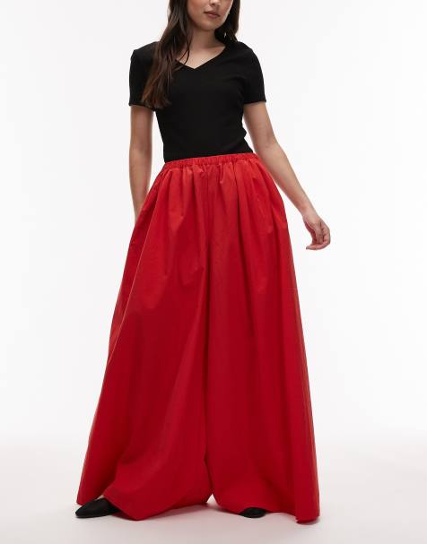 ASOS DESIGN super wide leg pants in red - view 1