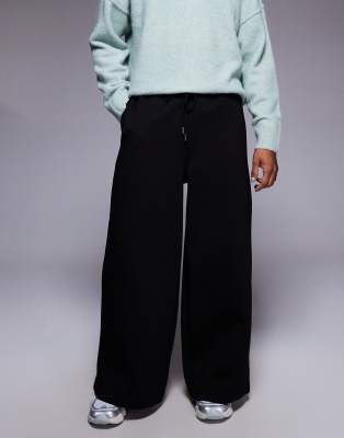 Asos Design Super Wide Leg Scuba-style Fabric Sweatpants In Black