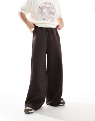 super wide leg scuba sweatpants in brown