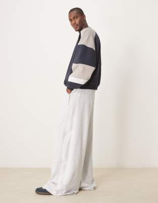Asos Design Super Wide Leg Sweatpants With Side Panels In Gray