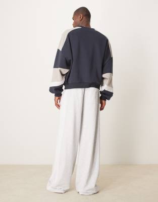 ASOS DESIGN super wide leg trackies with side panels in grey marl