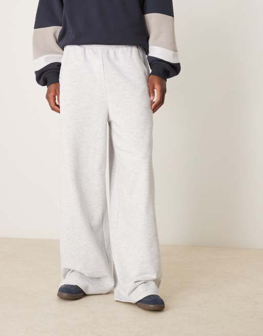 ASOS DESIGN super wide leg trackies with side panels in grey marl