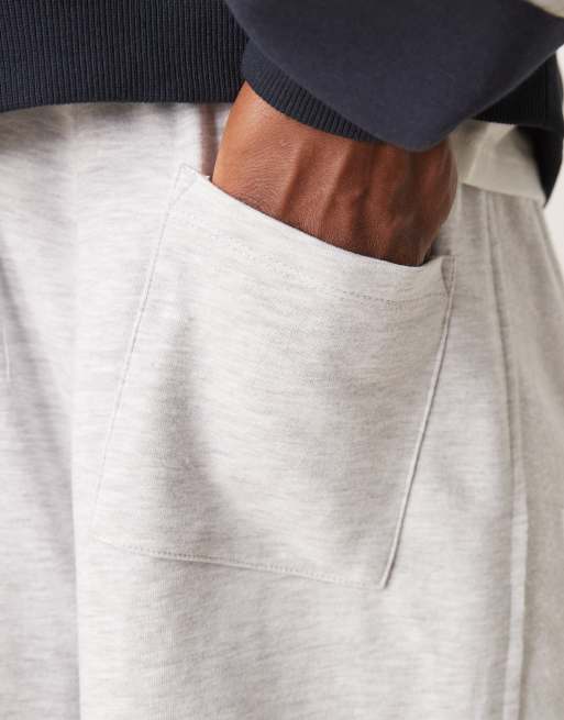 ASOS DESIGN super wide leg trackies with side panels in grey marl