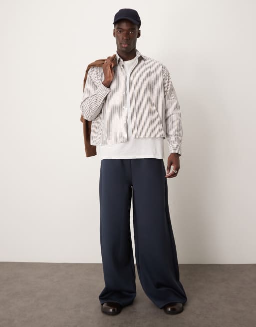 ASOS DESIGN super wide scuba trackies in navy