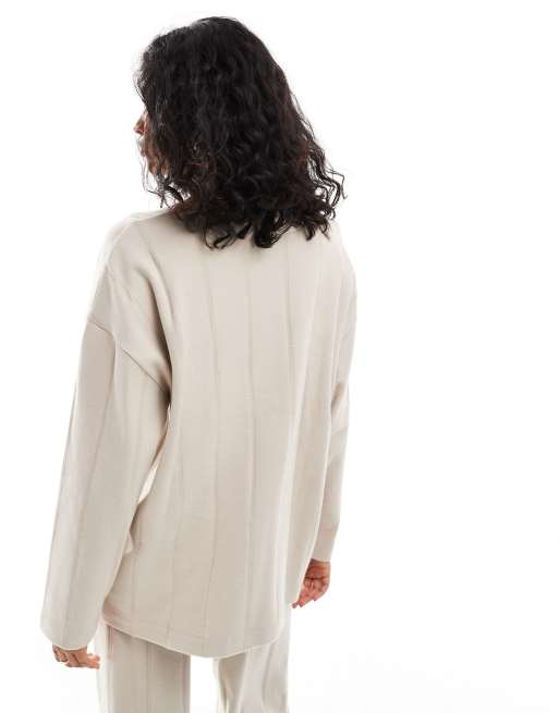 ASOS DESIGN - Superblød cremehvid trøje i bred ribstrik - Del af sæt, 3 af 4