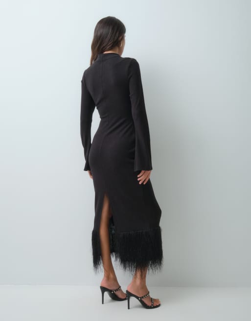 ASOS DESIGN superblød fluffy midikjole i sort, 5 af 5