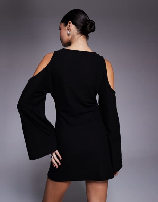 ASOS DESIGN - Superblød sort minikjole med cold shoulder-snit, 3 af 4