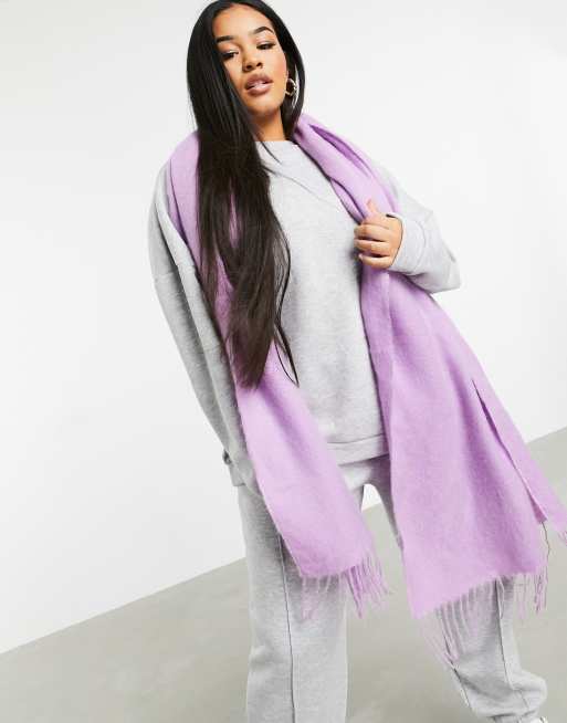 ASOS DESIGN - Superblødt syrenfarvet vævet tørklæde med kvaster, 3 af 4