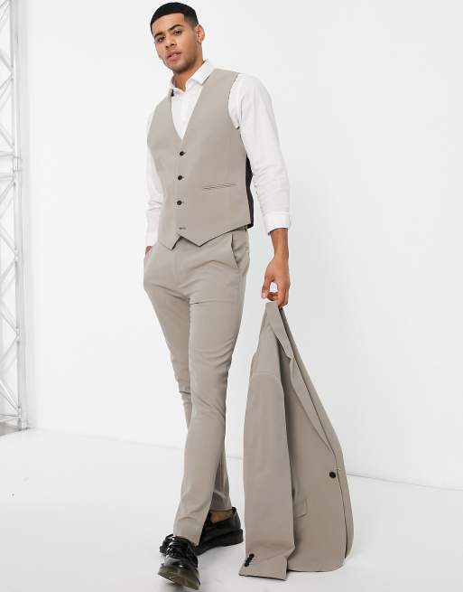 ASOS DESIGN – Supereng geschnittene Anzughose in Pilzbraun, 4 von 4