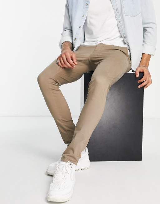 ASOS DESIGN – Supereng geschnittene Chinohose in Hellbraun