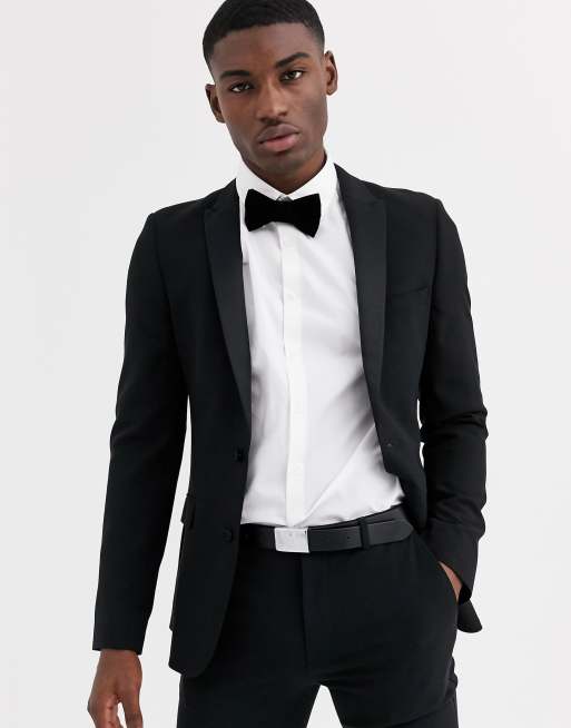 ASOS DESIGN – Supereng geschnittene Smokingjacke in Schwarz