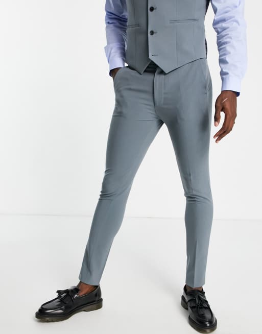 ASOS DESIGN – Superenge Anzughose in gedämpftem Blau