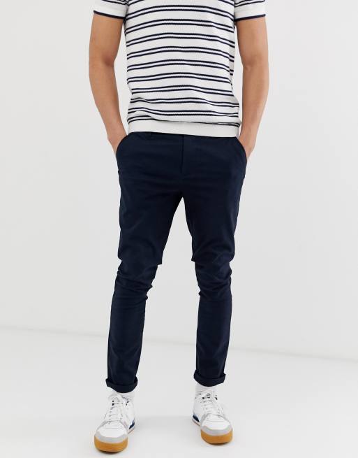 ASOS DESIGN – Superenge Chinohose in Marine