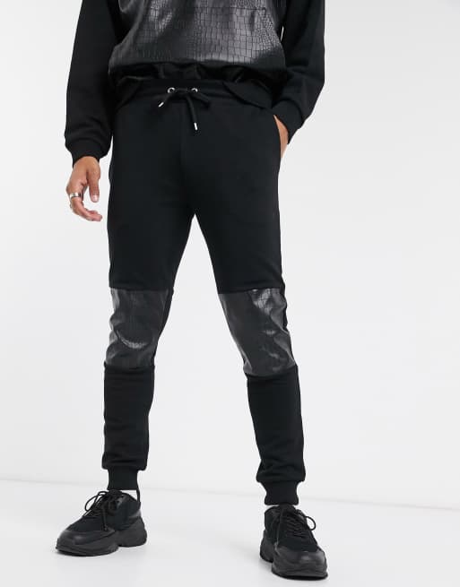 ASOS DESIGN – Schwarzes Kombiteil mit PU-Bahnen in Kroko-Optik, 3 von 3