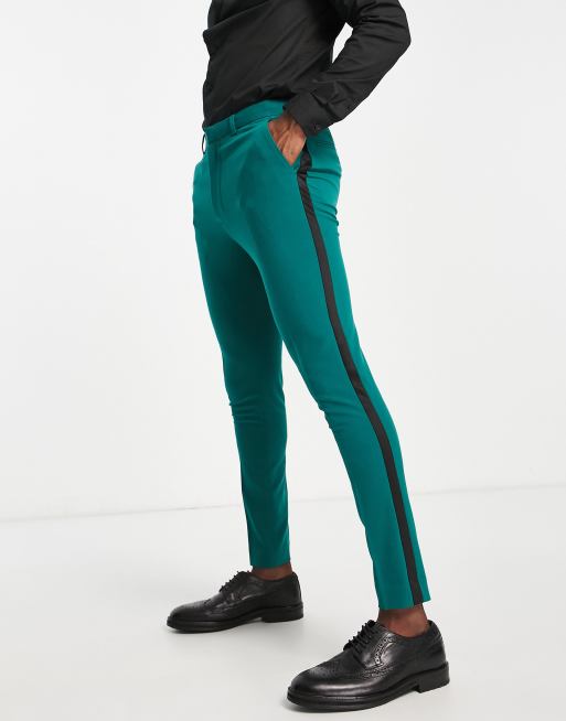 ASOS DESIGN – Superenge Smoking-Anzughose in dunklem Petrol