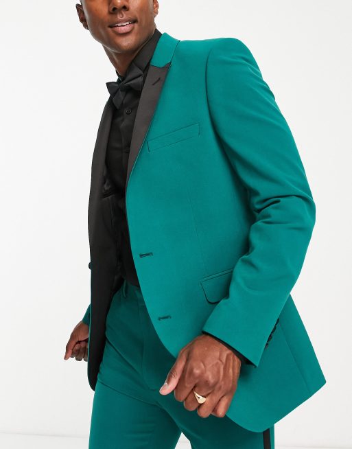 ASOS DESIGN – Superenge Smoking-Anzugjacke in dunklem Petrol