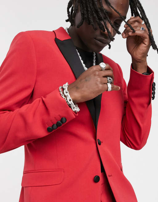 ASOS DESIGN – Sehr enger Smoking in Rot, 2 von 3