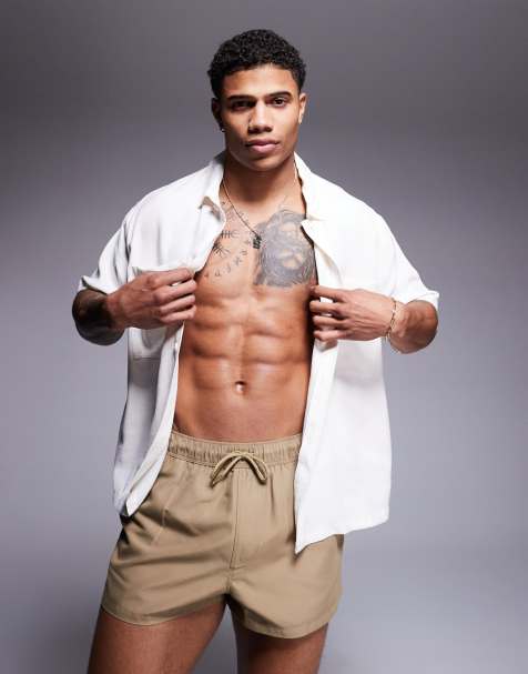 ASOS DESIGN - Superkorte og beige badeshorts - view 1