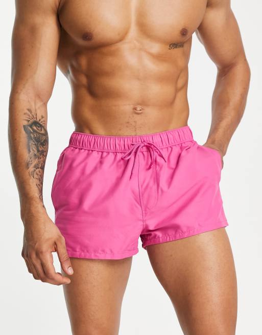 ASOS DESIGN - Superkorte zwemshort in felroze