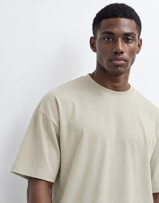 ASOS DESIGN superkraftig oversized T-shirt i beige, 9 af 10