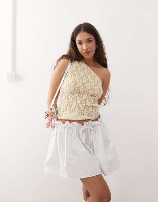 ASOS DESIGN - Superkurzer, tief sitzender Minirock aus Popeline in Weiß