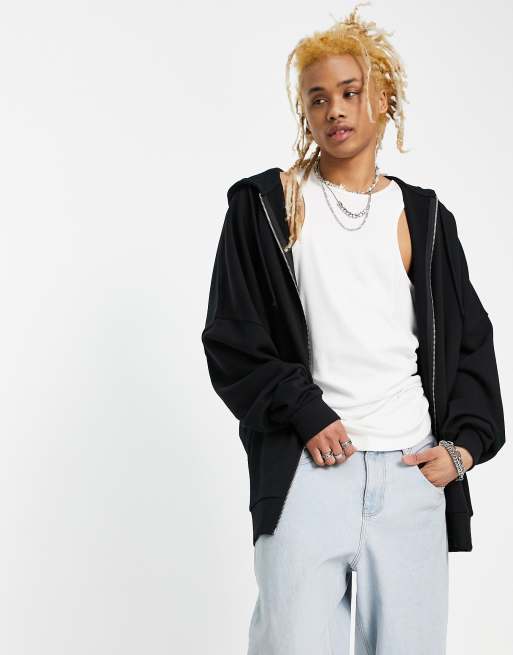 ASOS DESIGN – Superlang geschnittener Oversize-Kapuzenpullover in Schwarz