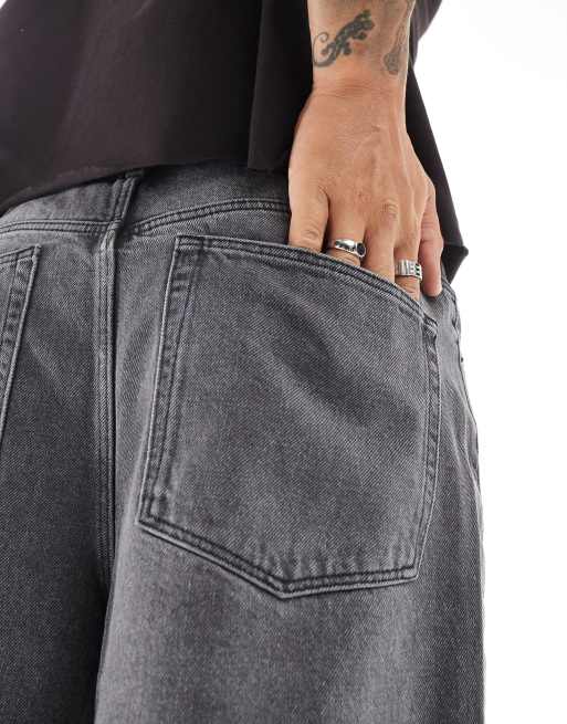 ASOS DESIGN - Superlange denim jort in zwarte wassing, 4 van 5