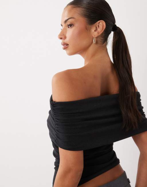 ASOS DESIGN supermiękki top bardot w czerni, 3 z 4