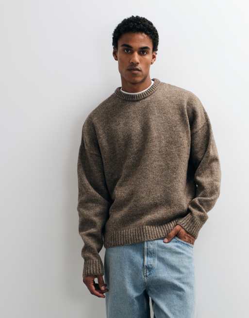 ASOS DESIGN superoversize stickad tröja i brun melerad, 2 av 5