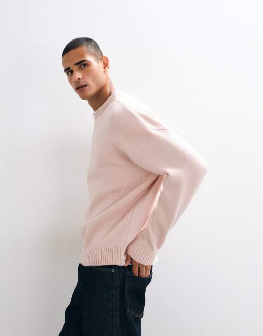 ASOS DESIGN superoversize stickad tröja i rosa melerad, 4 av 5