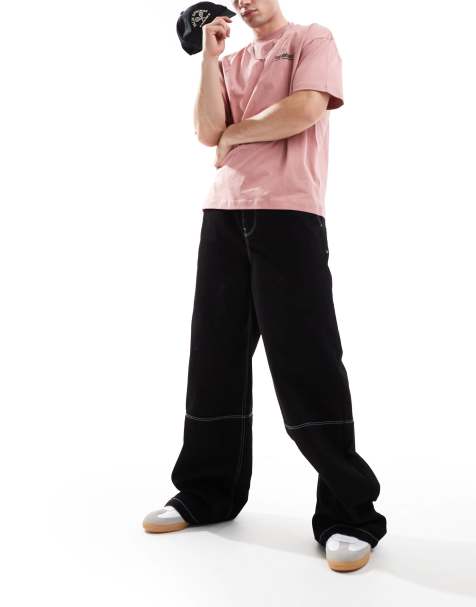 ASOS DESIGN - Superposede jeans med elastisk linning i sort - view 1