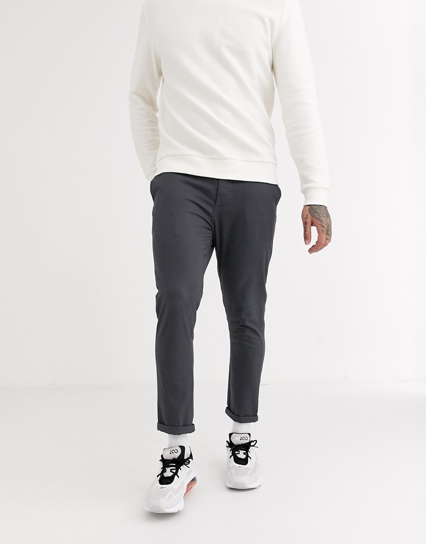 ASOS DESIGN - Superskinny chino's in donkergrijs